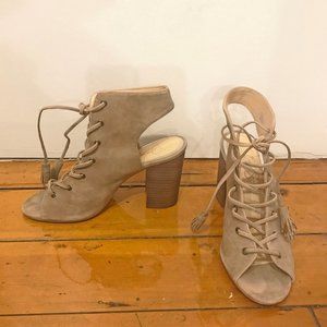 Jessica Simpson Tilory Tan Suede Lace-up Booties